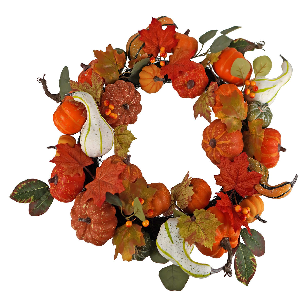 24" Harvest Pumpkin & Gourd Wreath