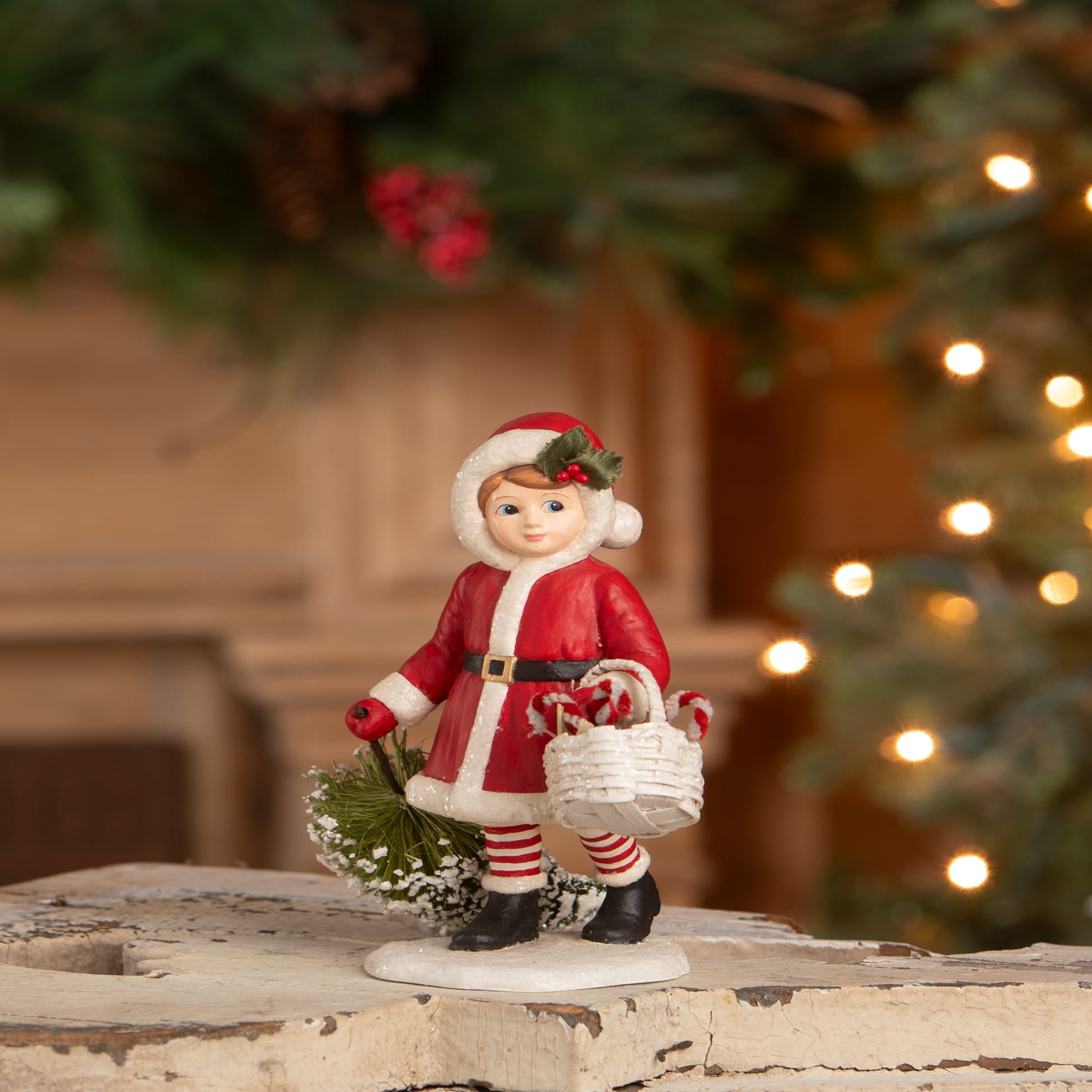 Santa Girl Pulling Tree