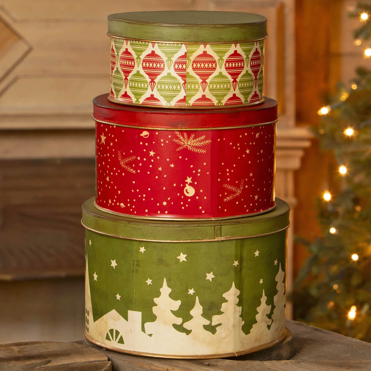 Vintage Christmas Tins Set/3