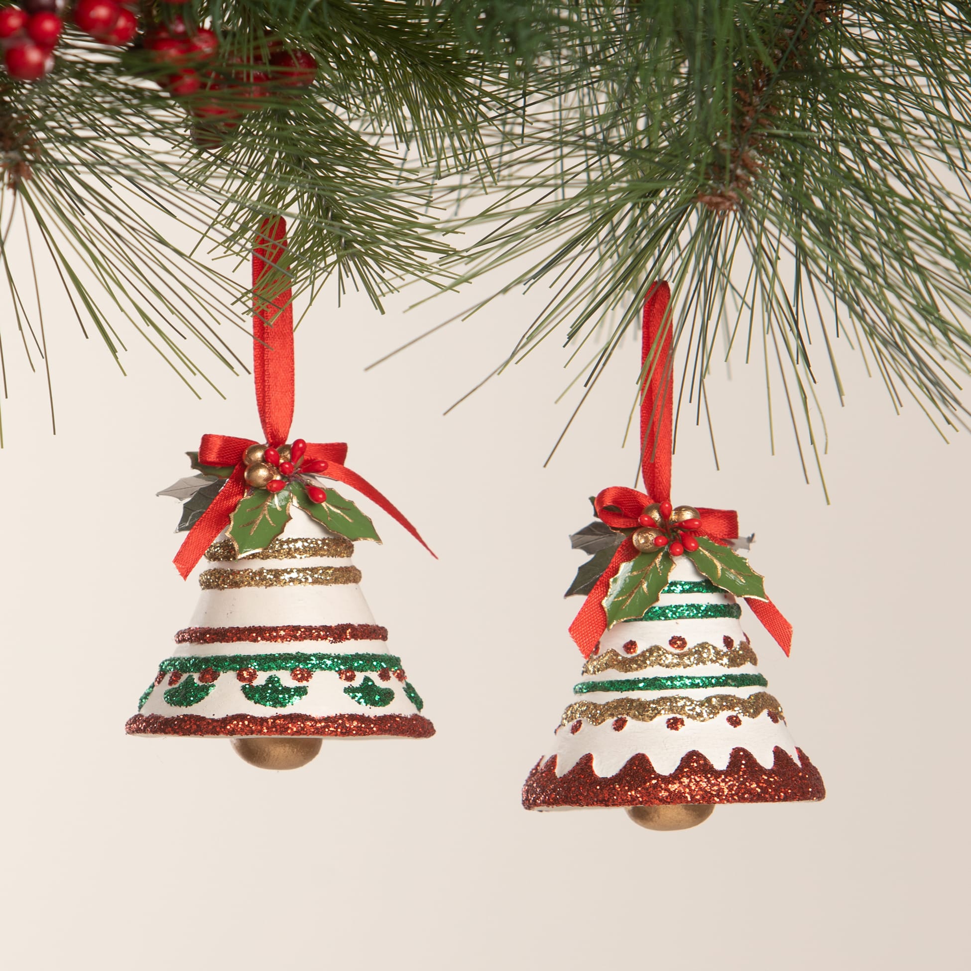 Kitschmas Fun Bell Ornaments Set/2