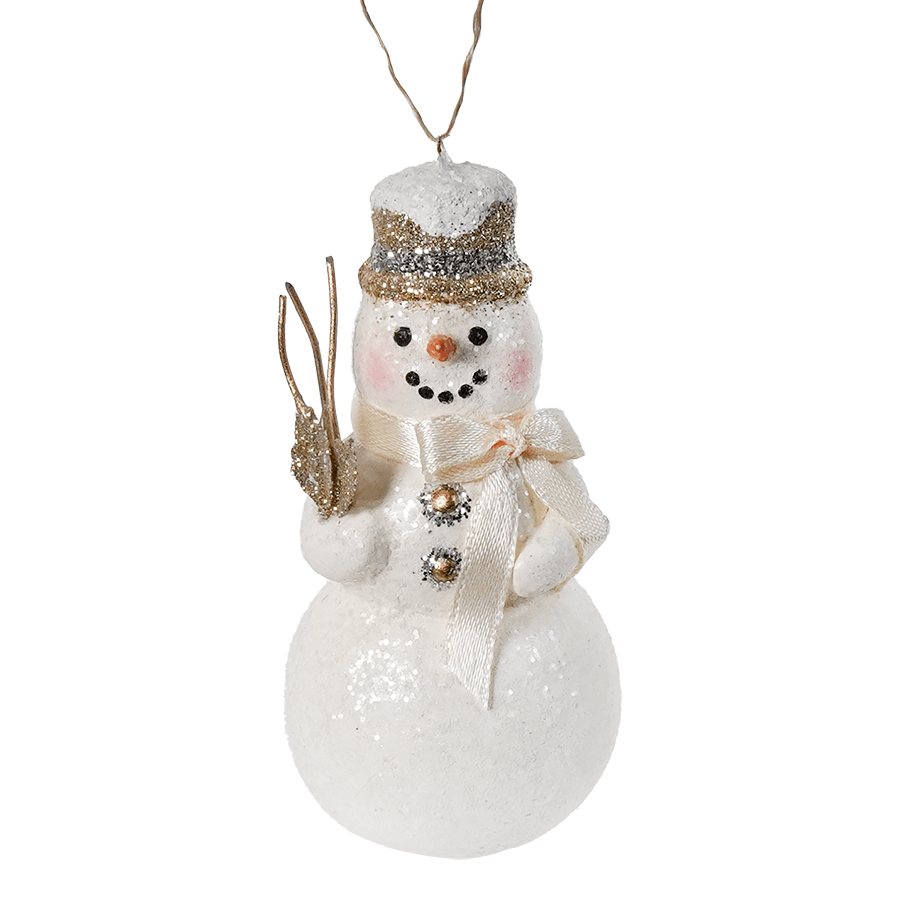 Old Gold Snowman Ornament