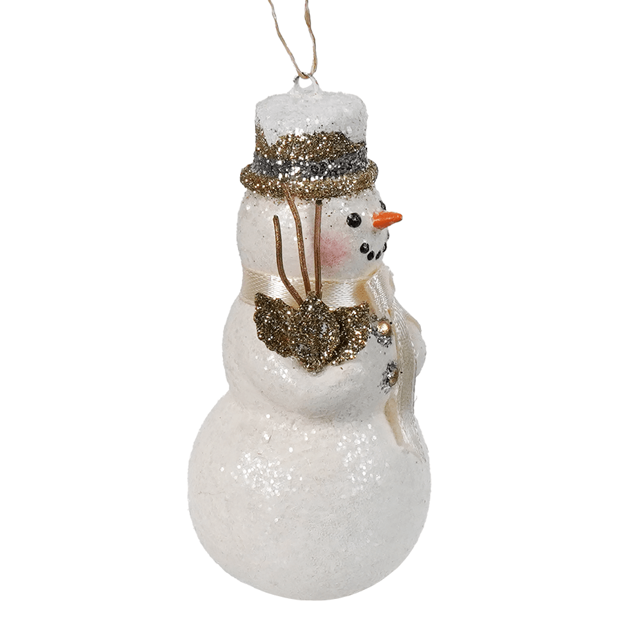 Old Gold Snowman Ornament