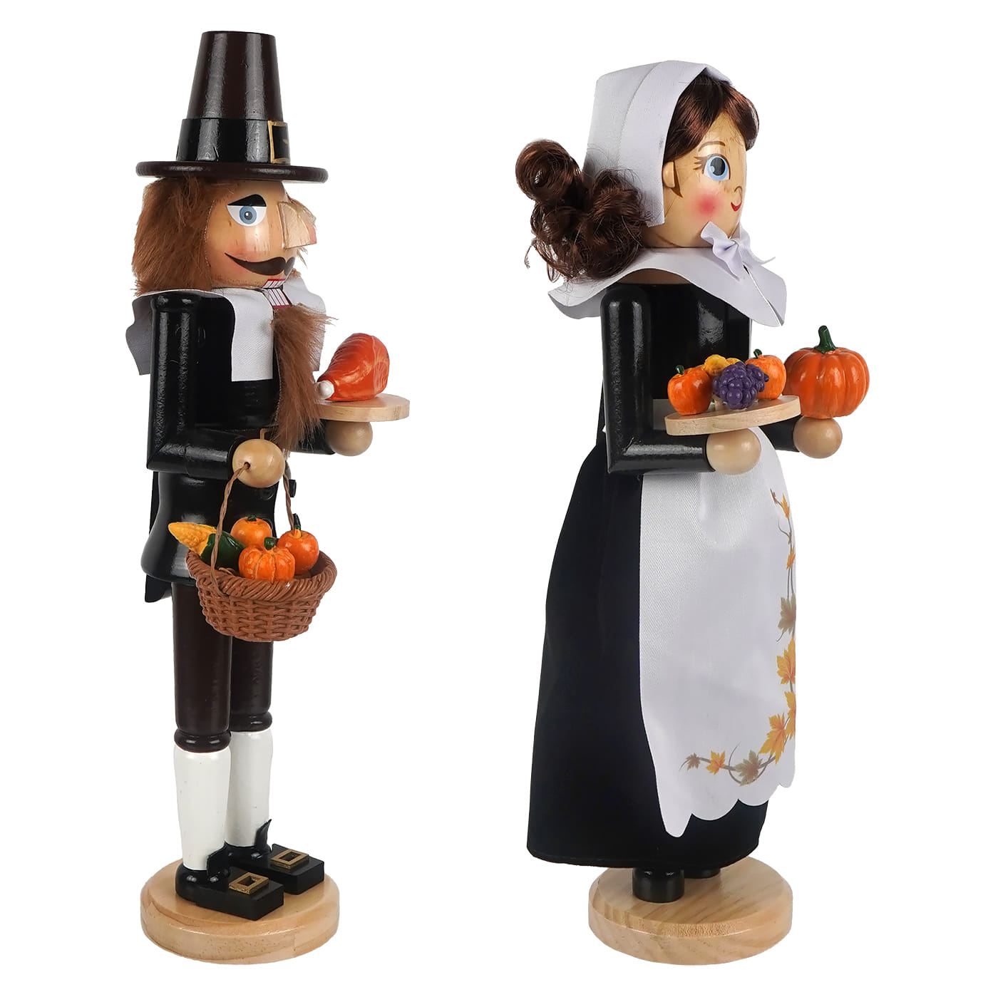 15" Pilgrim Man & Woman Thanksgiving Harvest Nutcrackers