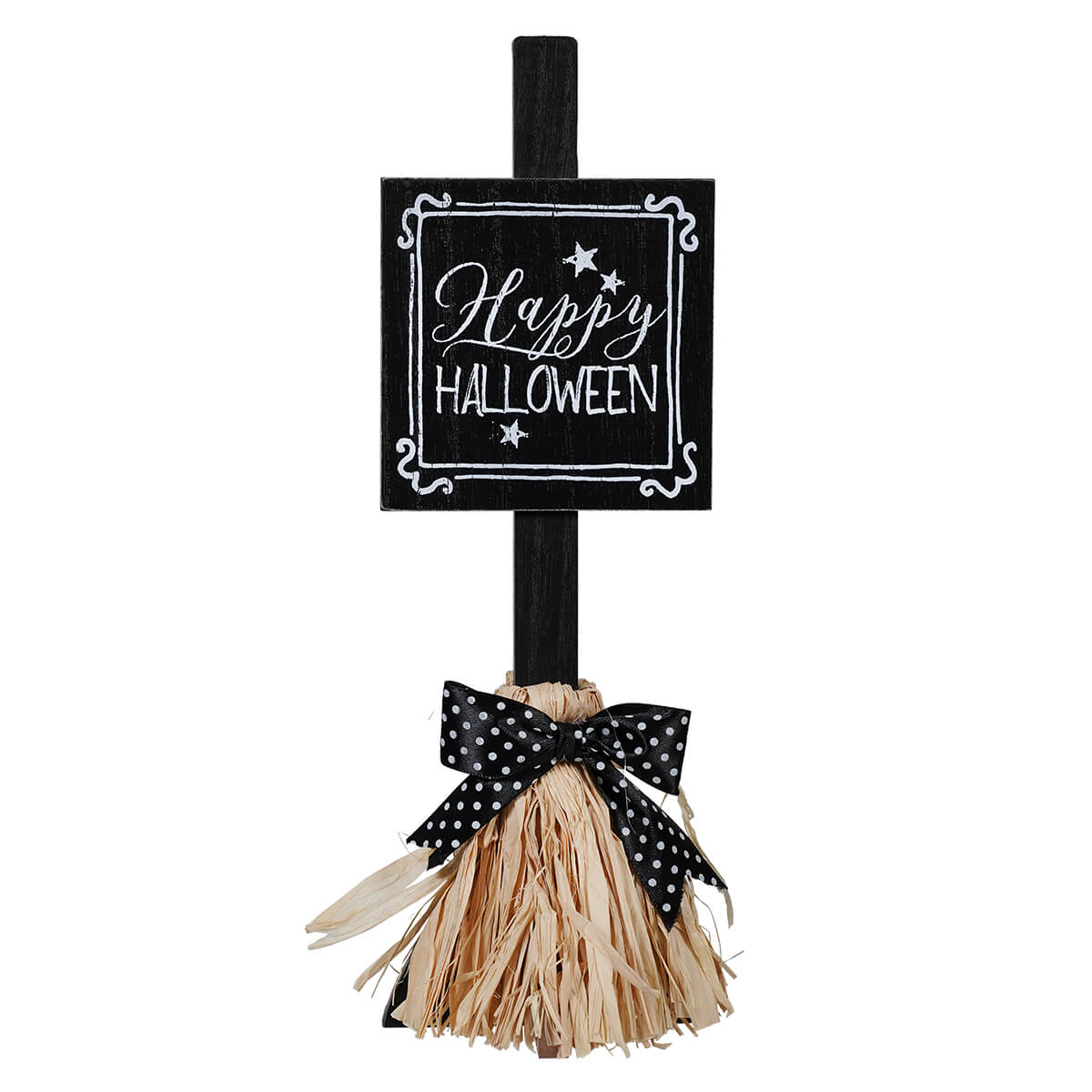 "Happy Halloween" Straw Broom Sign