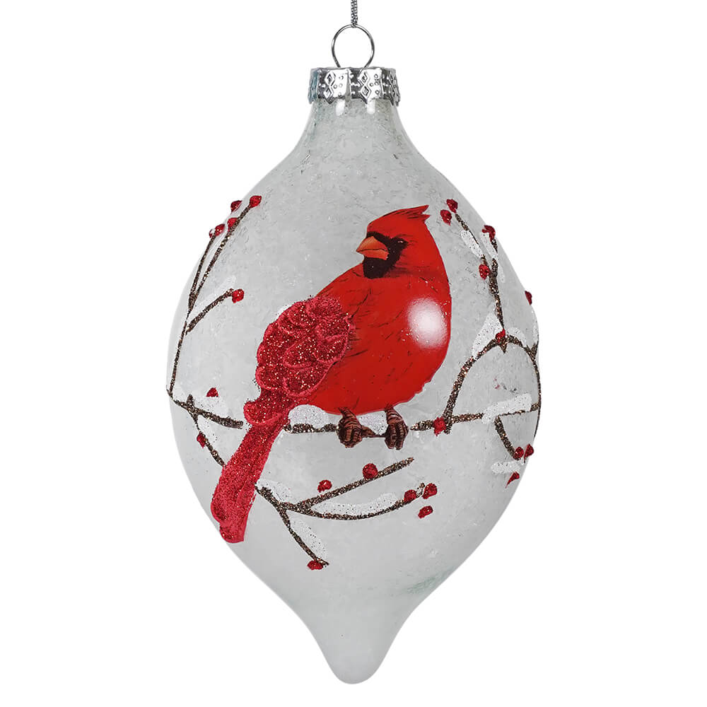 Glass Cardinal Finial Ornament