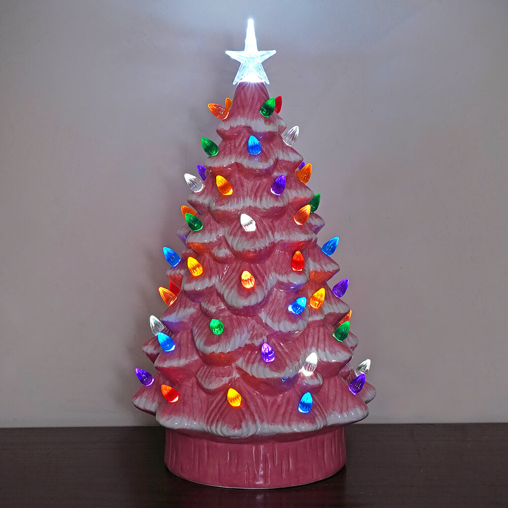 Light Up Pink Retro Christmas Tree