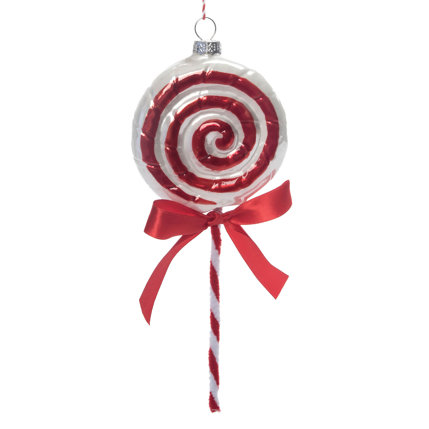 Peppermint Swirl Lollipop Glass Ornament