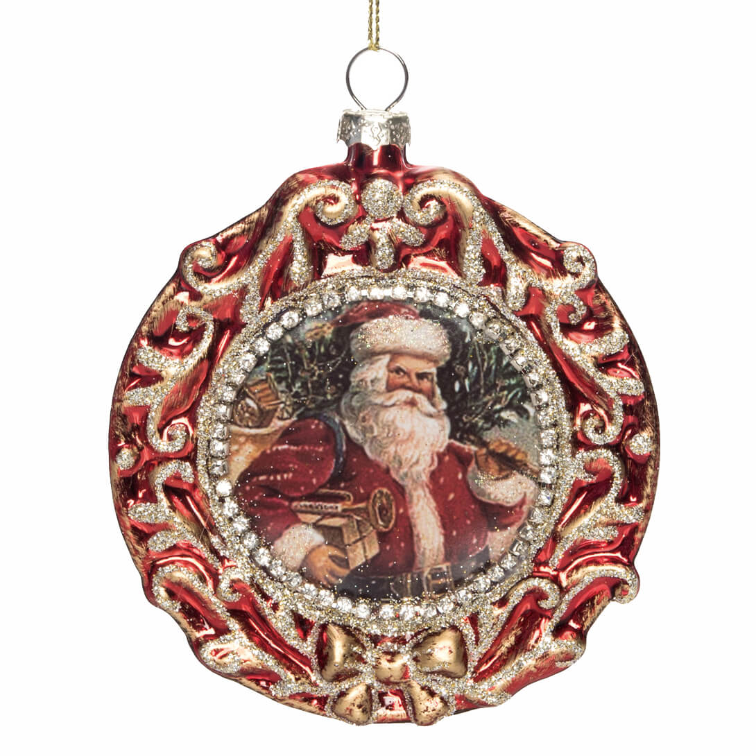 Shimmer Glass Old World Santa Ornament