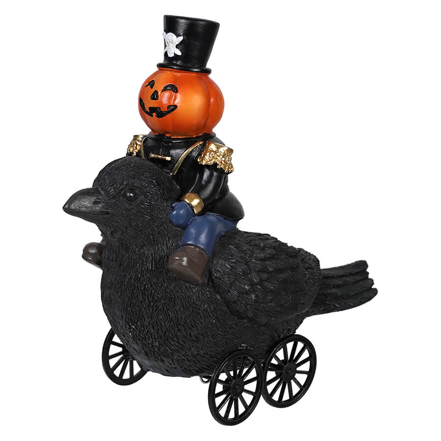 Pumpkin Soldier Riding Crow Wheelie Figure
