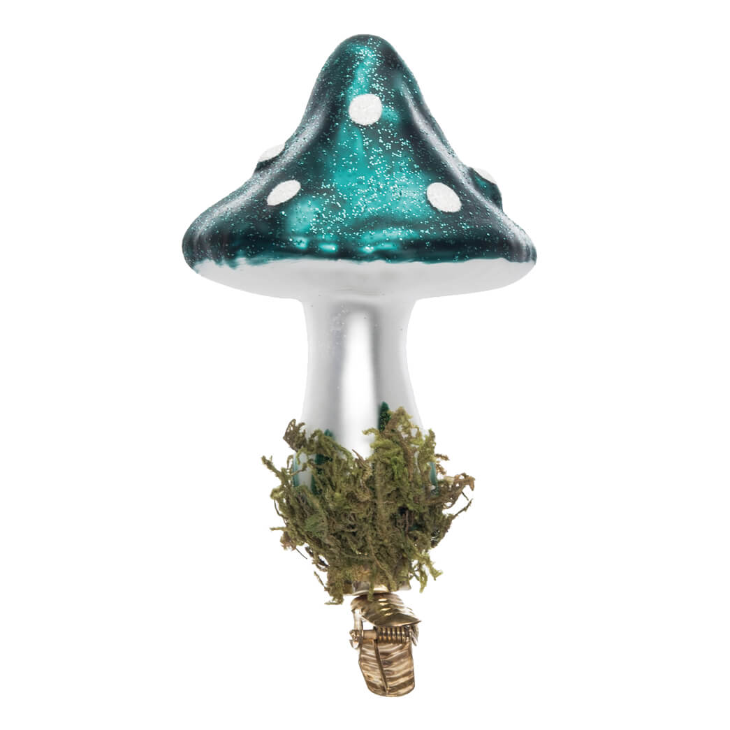 Blue Clip-On Mushroom Ornament