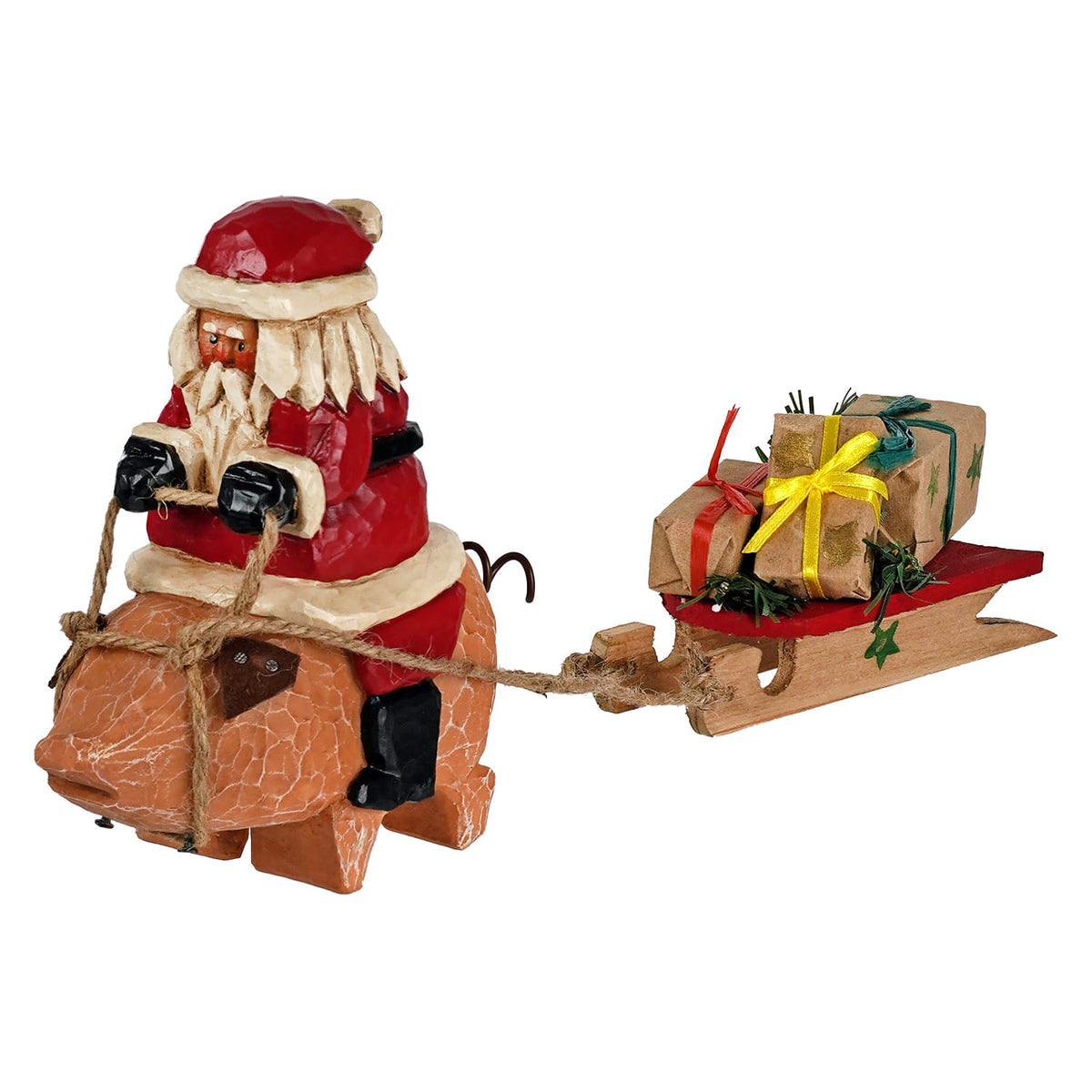 Santa On Pig Pulling A Sled