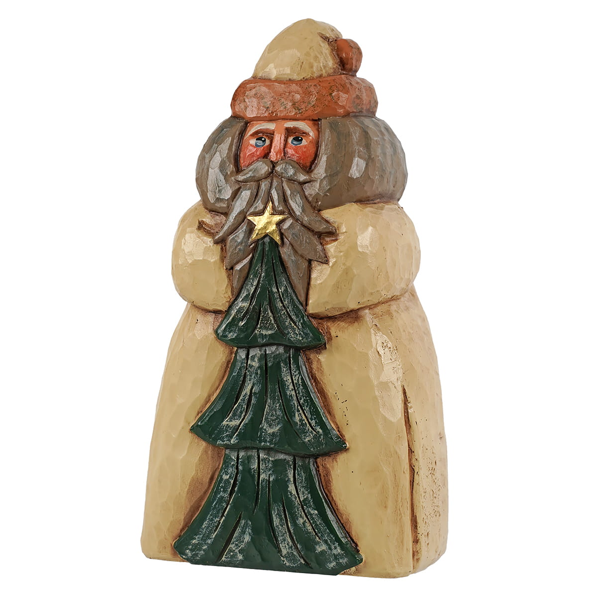 White Chubby Santa With Tree - White