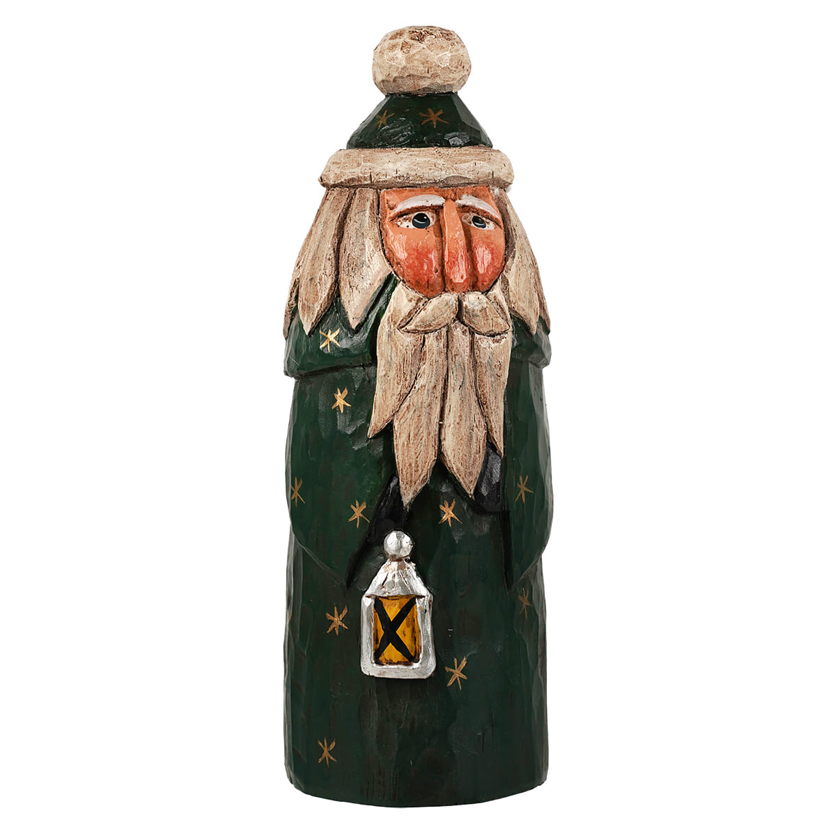 Olde World Green Santa With Lantern