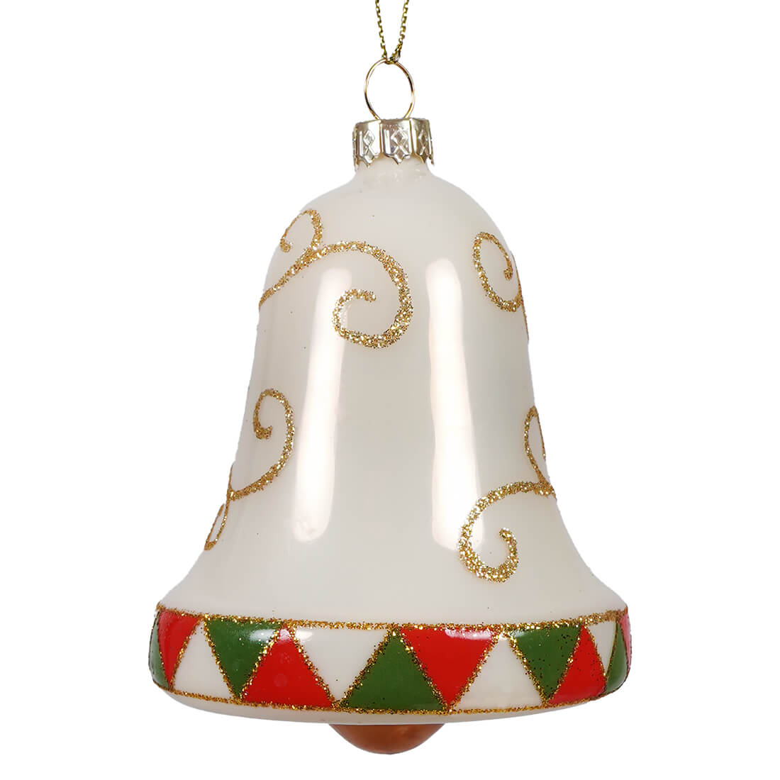 Poinsettia Bell Blown Glass Ornament