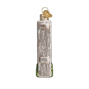Silver glass vintage harmonica ornament with glittery details and gold heart tag for acadia national park ornament