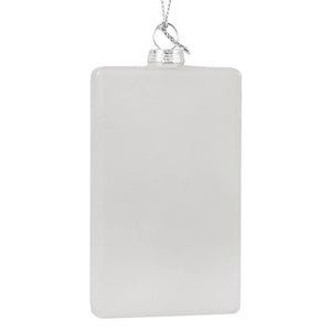 Ace of wands tarot card translucent white glass ornament with silver cap by cody foster, planchette glass ornament style