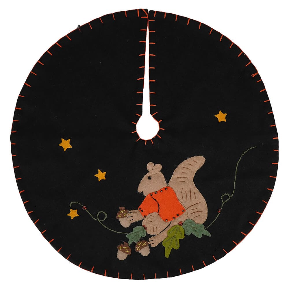 Acorn Harvesting Squirrel Tree Skirt