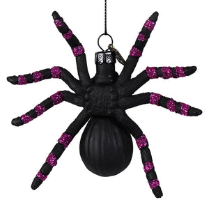 Black spider ornament with vibrant pink glitter legs perfect for halloween decorations and pink spider fans