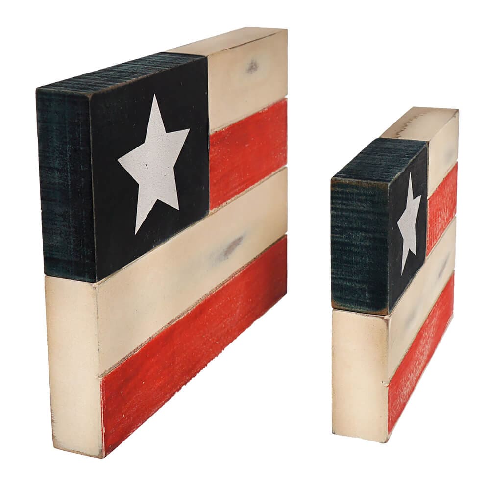 American Flag Stacked Block Decor Set/2