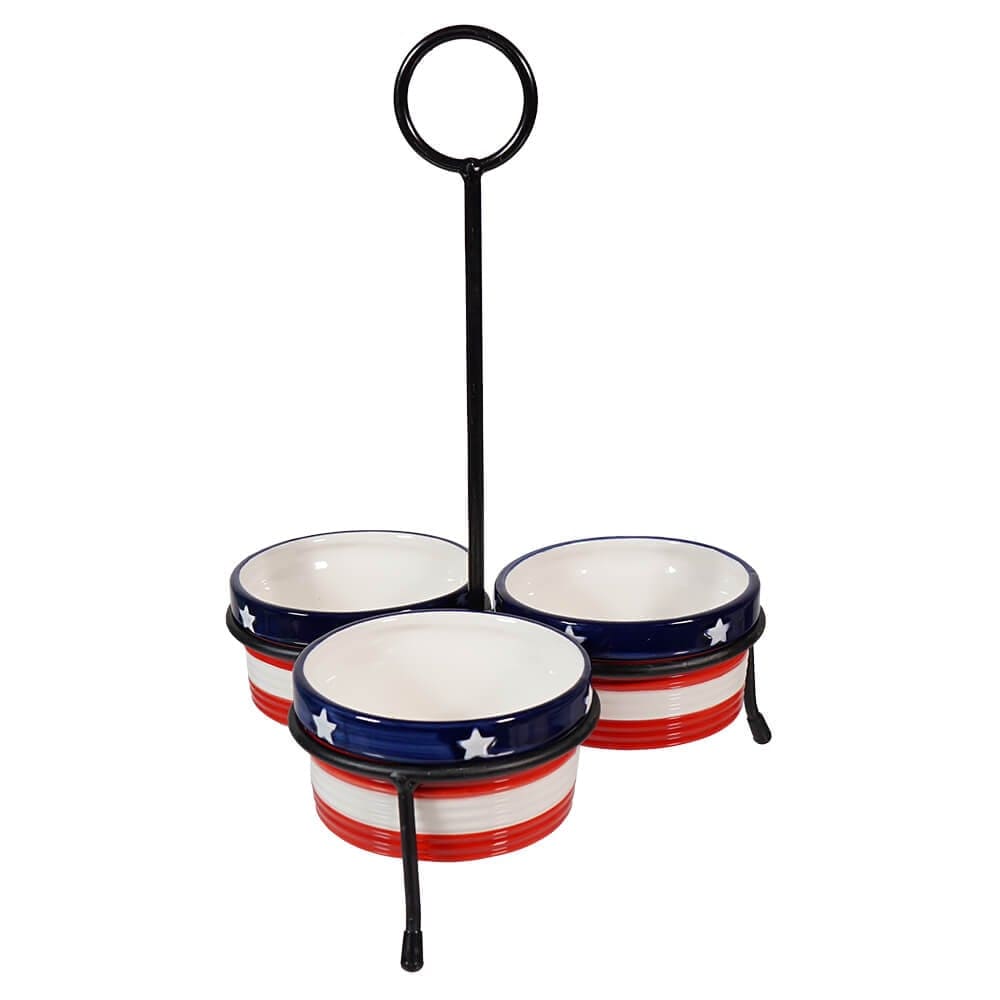 Americana Bowls With Stand Set/4