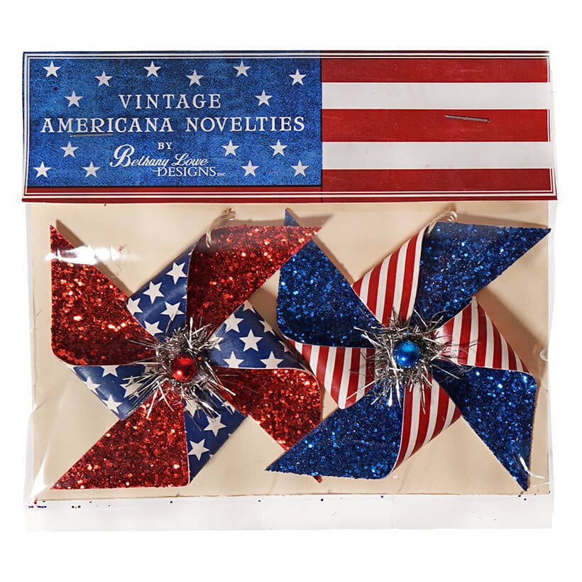 Americana Pinwheel Ornaments Set/2