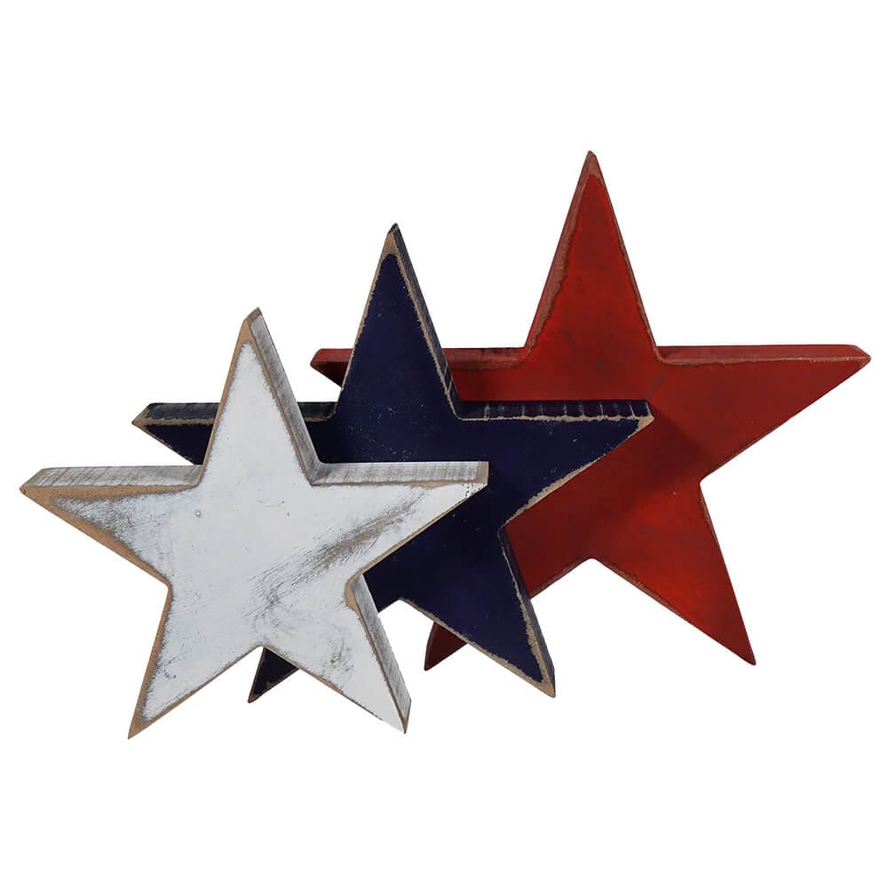 Americana Star Shaped Block Decor Set/3