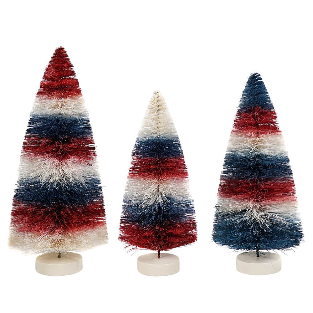 Americana Striped Bottle Brush Trees Set/3