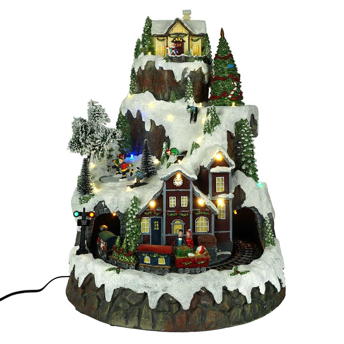 Animated Musical Lighted Village On Mountain Scene