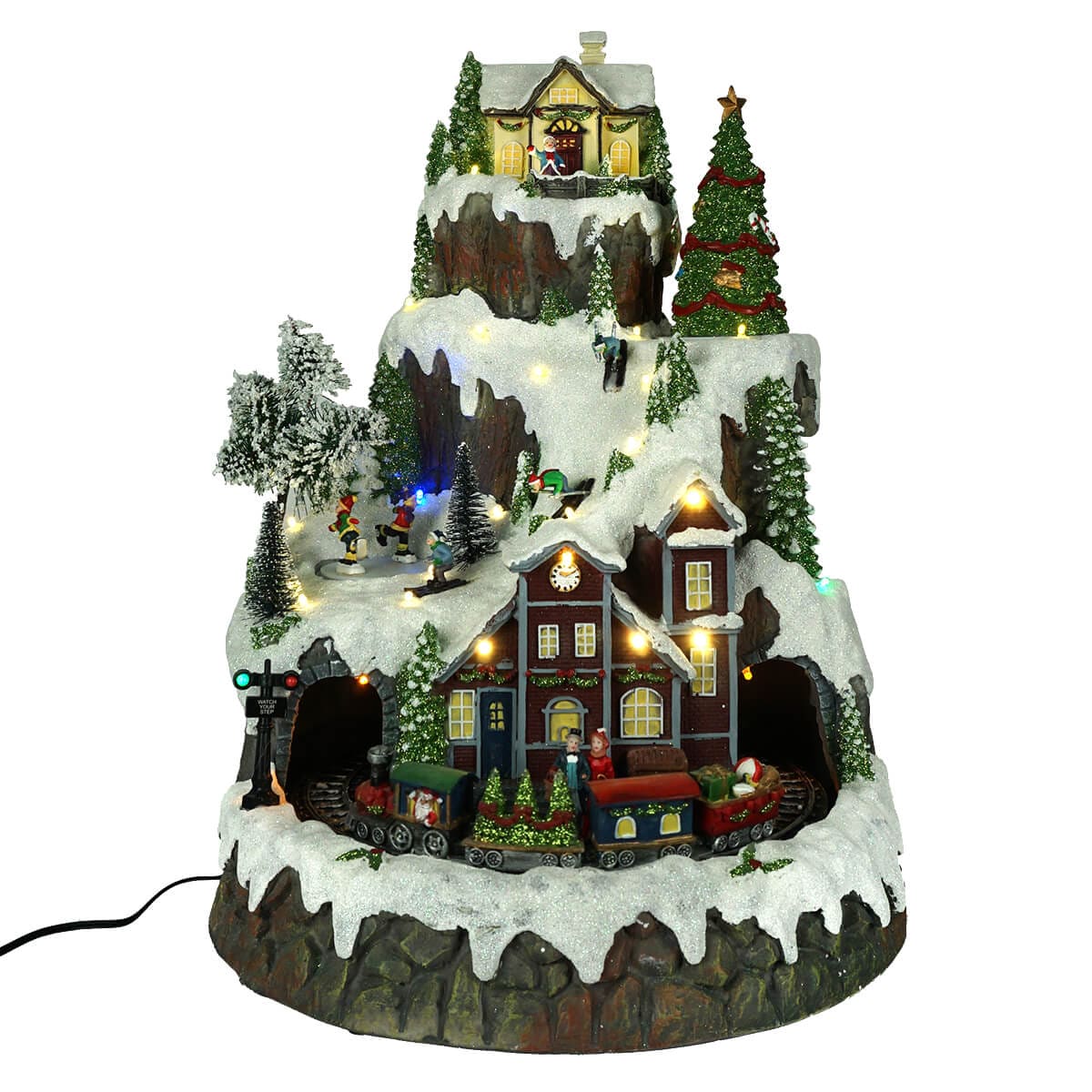 Animated Musical Lighted Village On Mountain Scene