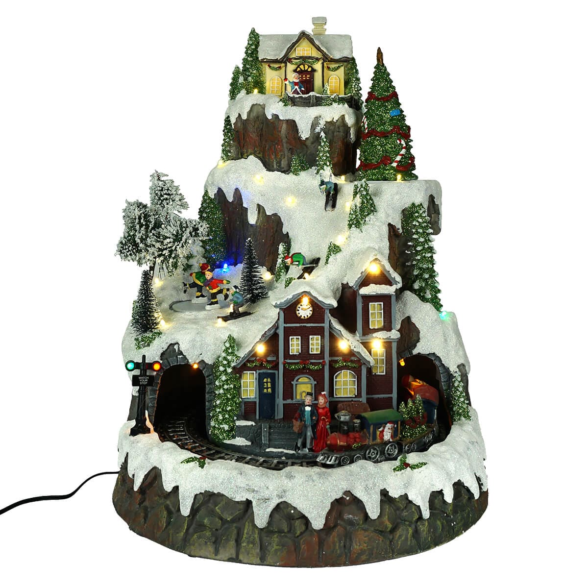 Animated Musical Lighted Village On Mountain Scene