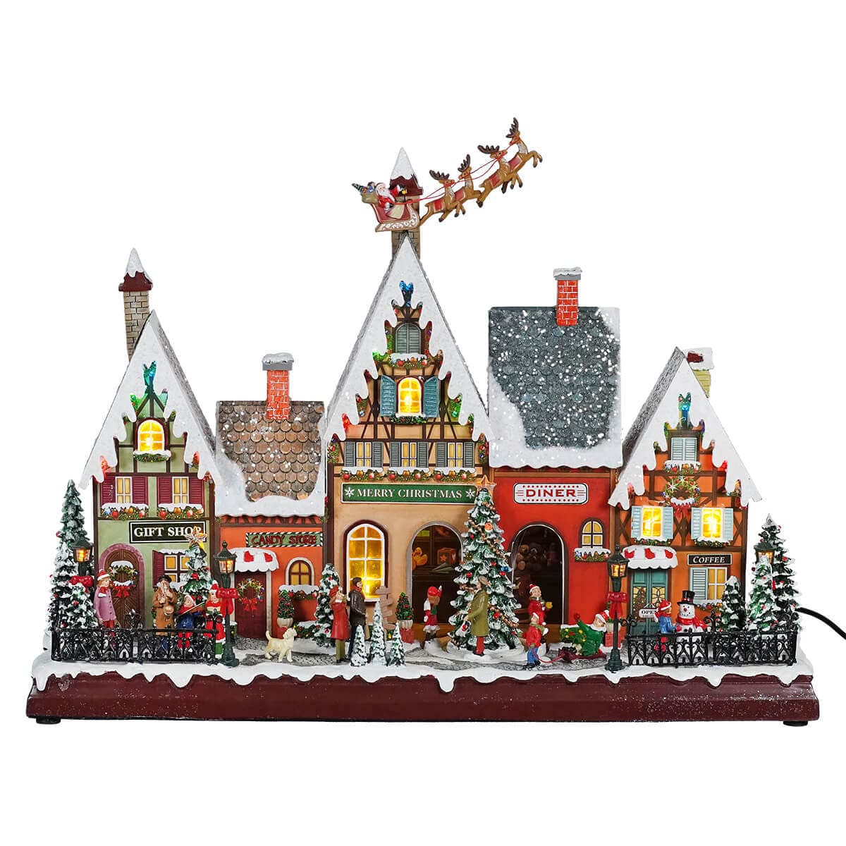 CHRISTOW Animated Christmas Village Scene With Music & LEDs - Ice Skating Scene (Battery Powered)