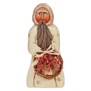 Antique White Grapevine Wreath Santa - Christmas