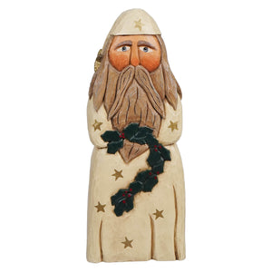 Antique White Holly Garland Santa - Christmas