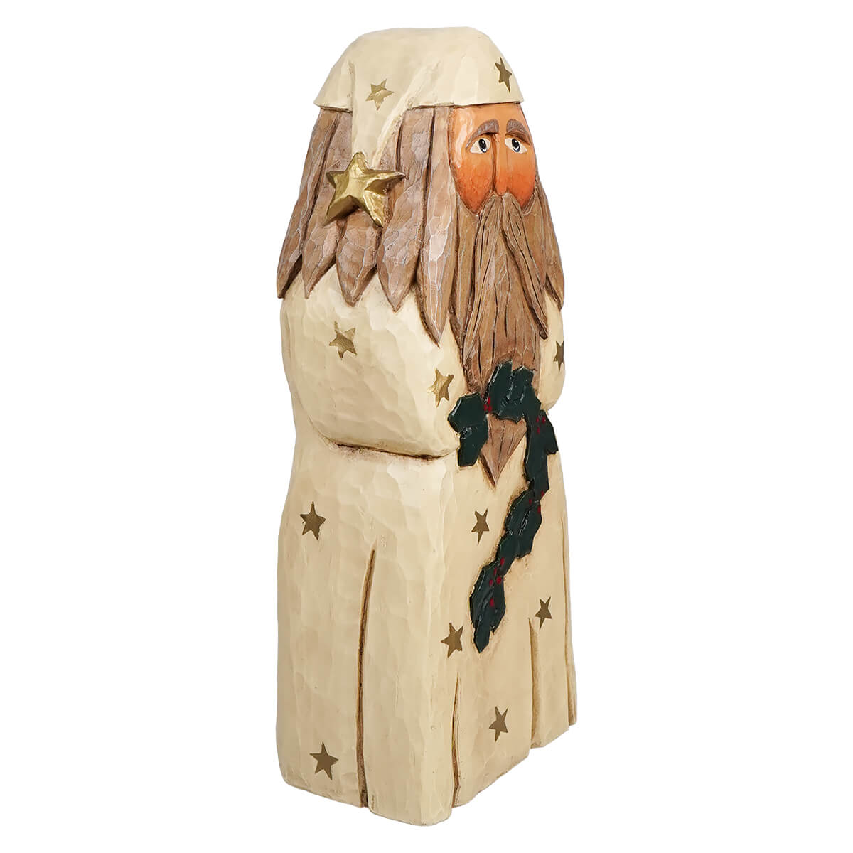 Antique White Holly Garland Santa - Christmas