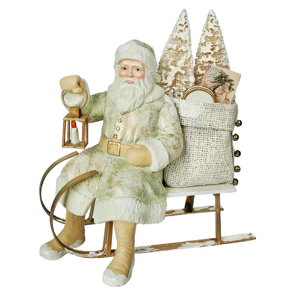 Aqua and Gold Santa on Sled