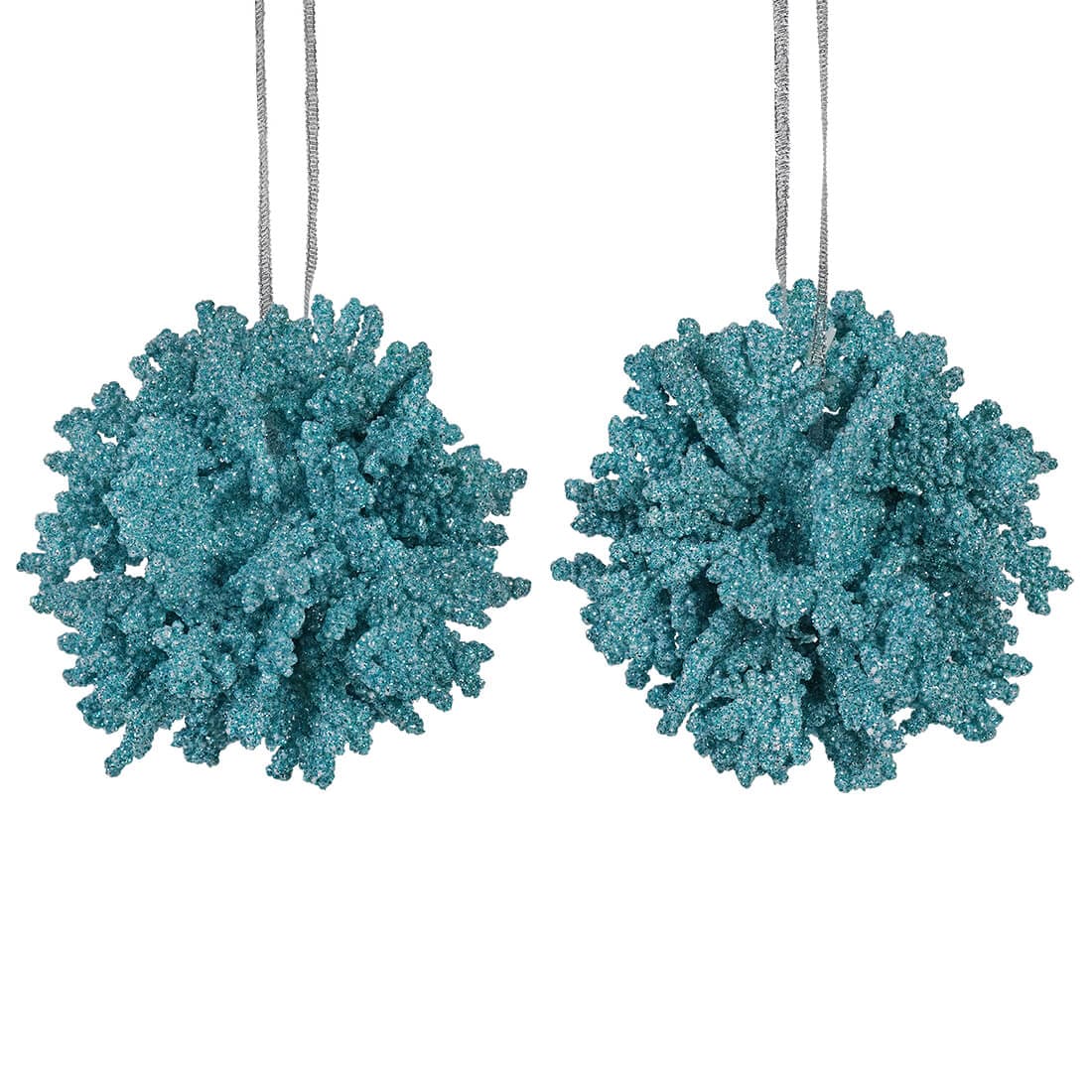 Aqua Coral Ball Ornaments Set/2 - Ornaments