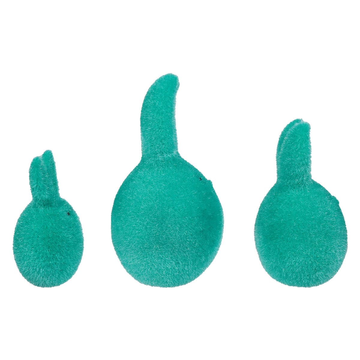 Aqua Flocked Bunny Eggs Set/3 - Easter