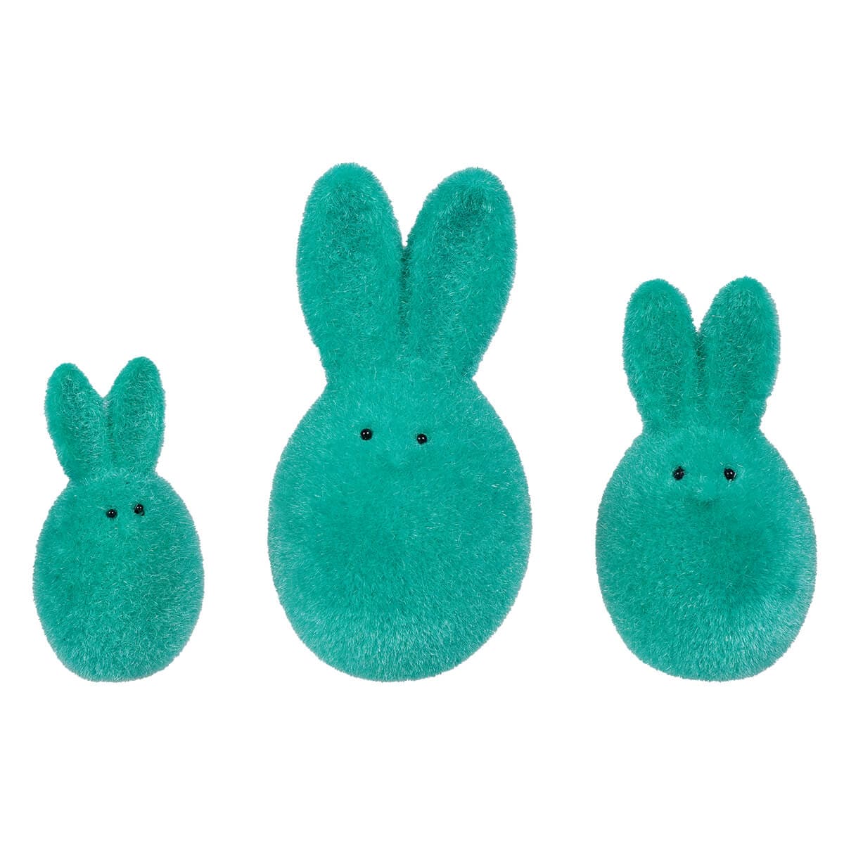 Aqua Flocked Bunny Eggs Set/3 - Easter