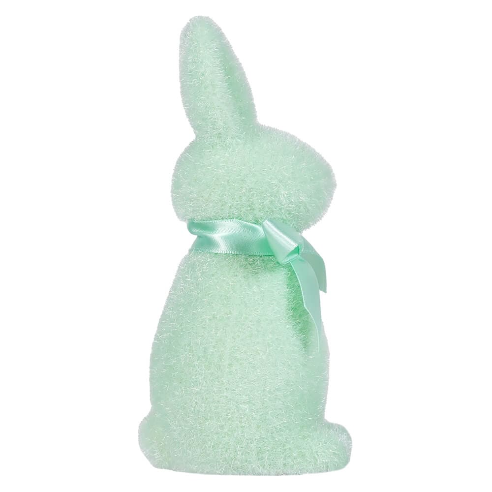 Aqua Flocked Button Nose Bunny