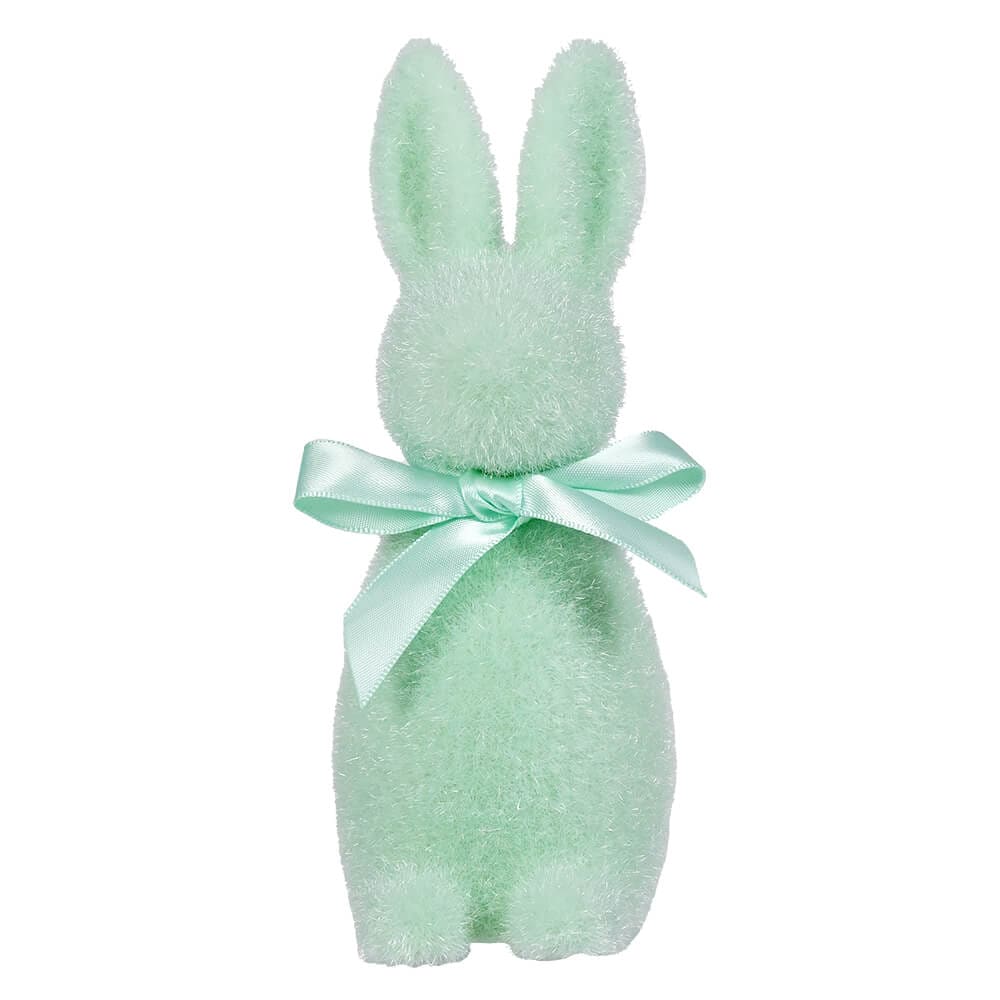 Aqua Flocked Button Nose Bunny