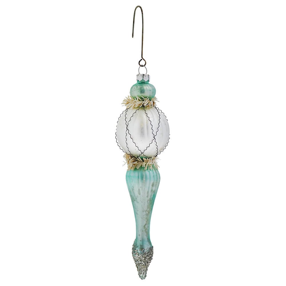 Aqua Icicle Finial Ornament