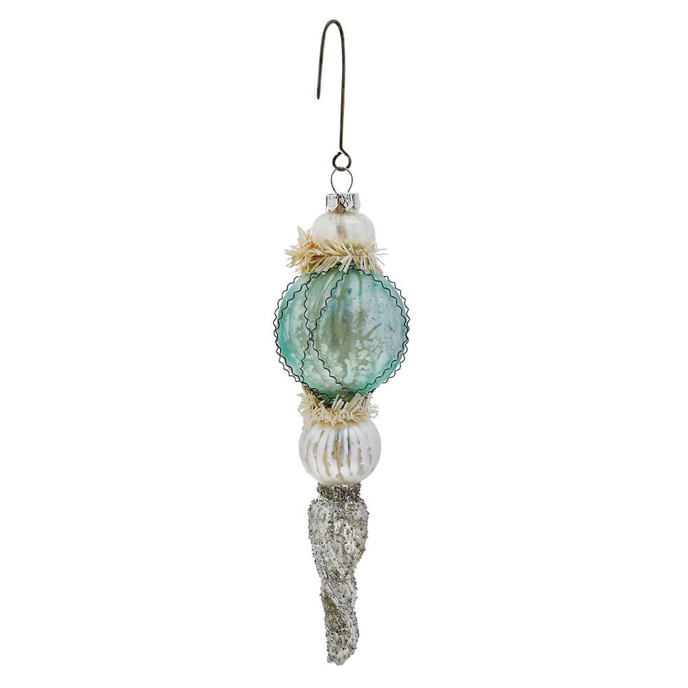 Aqua Twist Finial Ornament