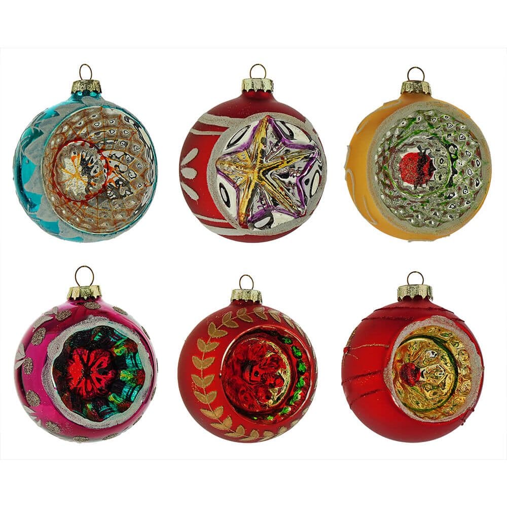 Assorted Reflector Ornaments Boxed Set/6