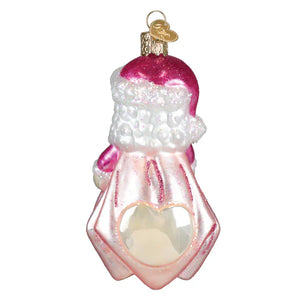Baby girls 1st santa lovey ornament pink and white glass bride-shaped baby and infant ornament with glittery details