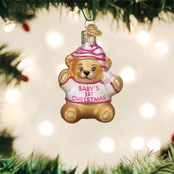 Baby Girl’s First Teddy Bear Ornament - Ornaments