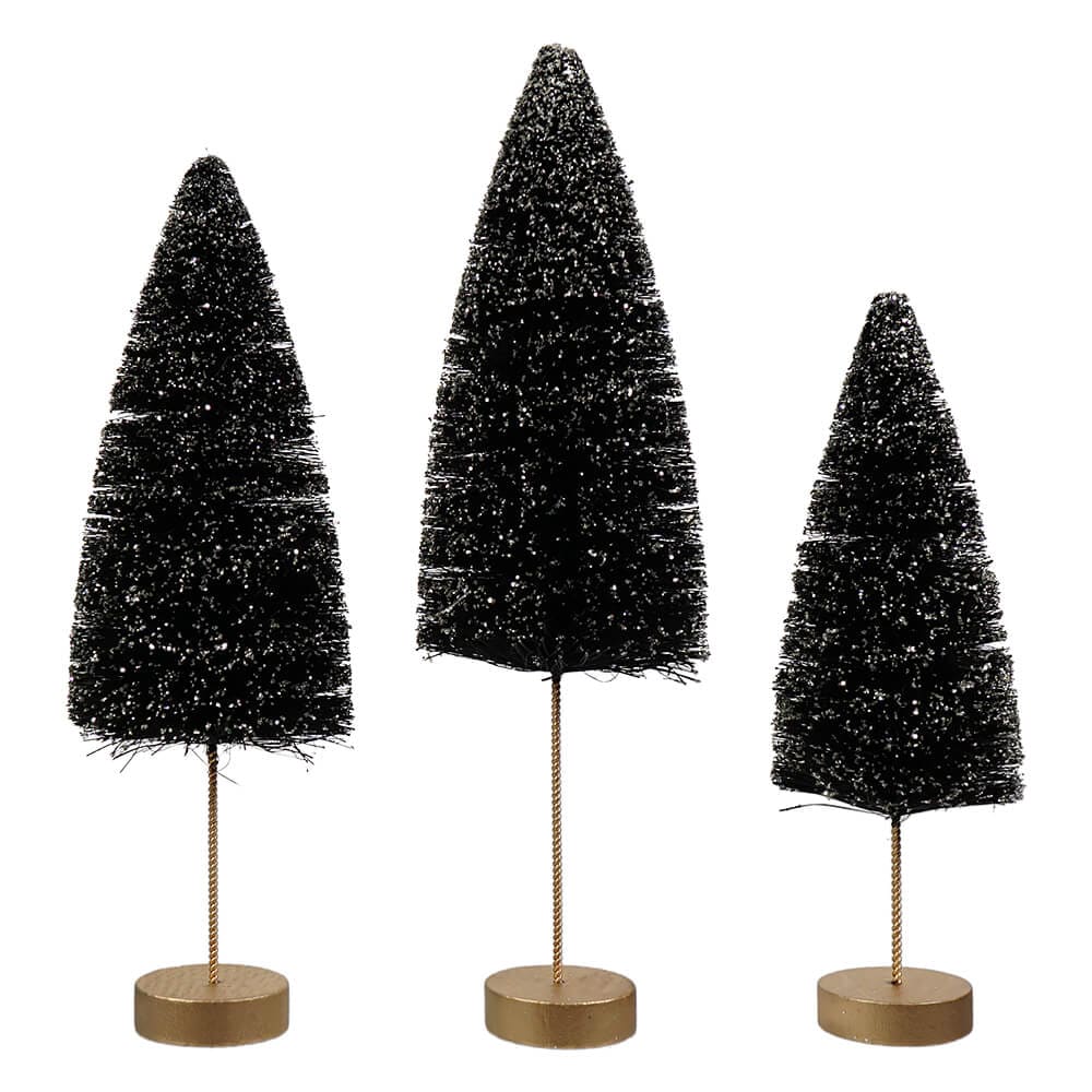 Back To Black Halloween Bottle Brush Trees Set/3