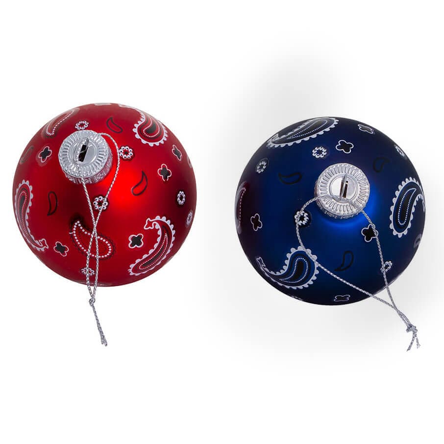 Bandana Style Glass Ball Ornaments Set/6