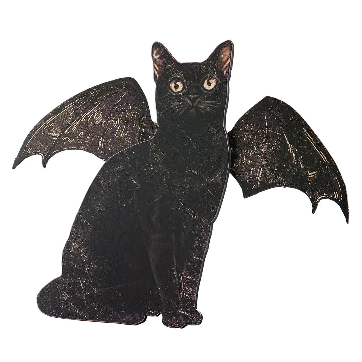 Black bat cat stand figure with bat wings perfect for halloween cats decoration or spooky displays