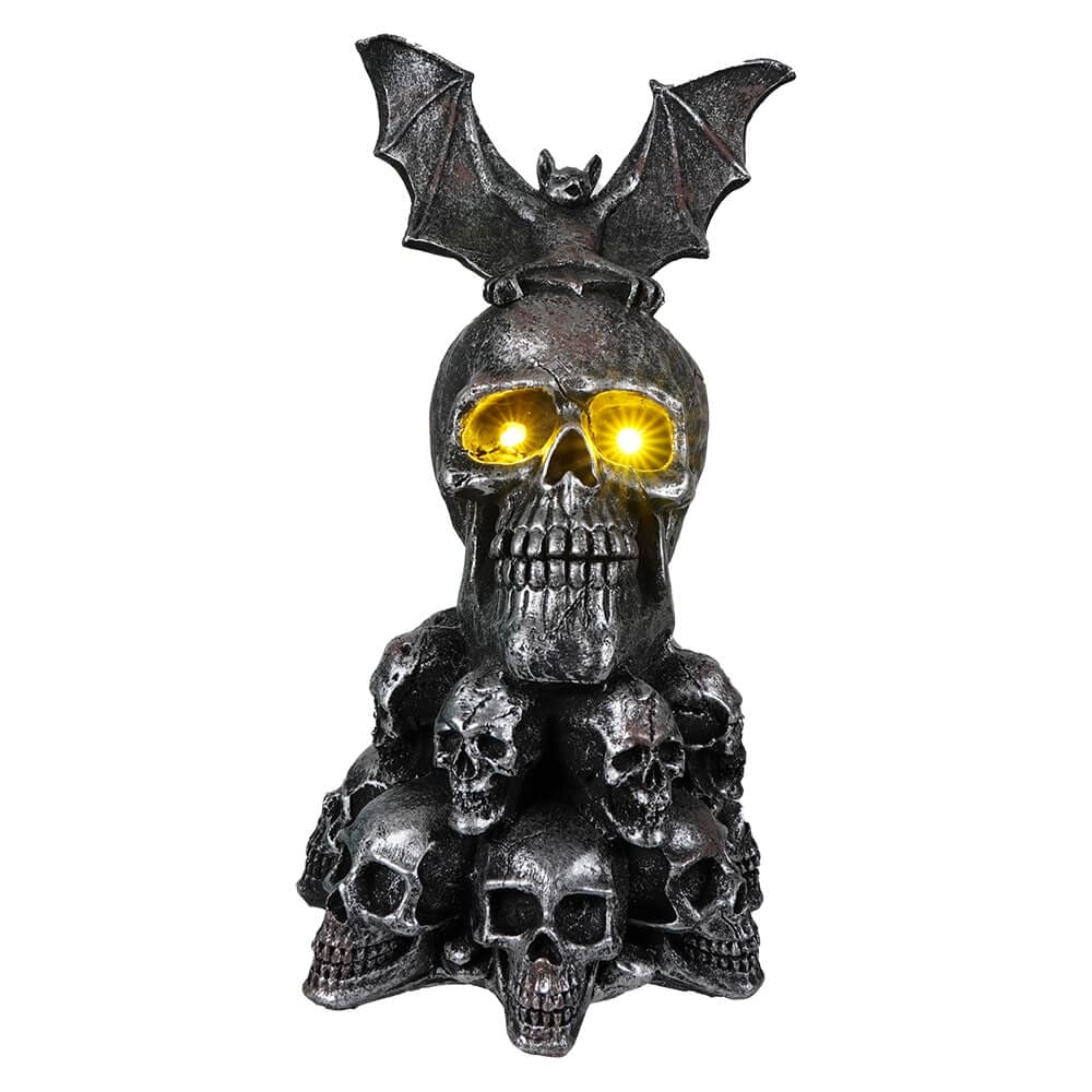 Bat On Skulls LED Lighted Table Piece - Halloween