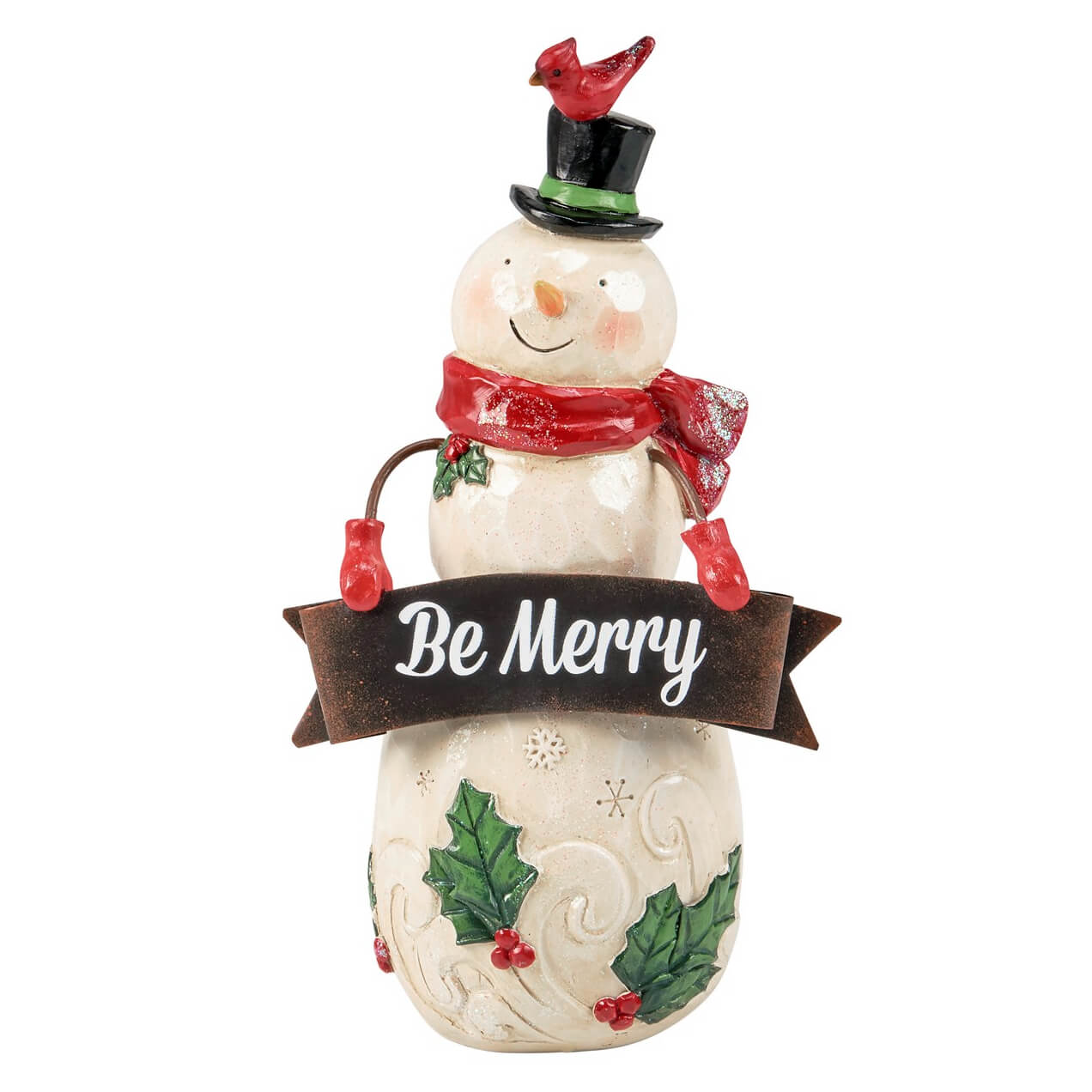 Be merry jolly snowman figurine festive Christmas snowman figures decor perfect colorful holiday table accent